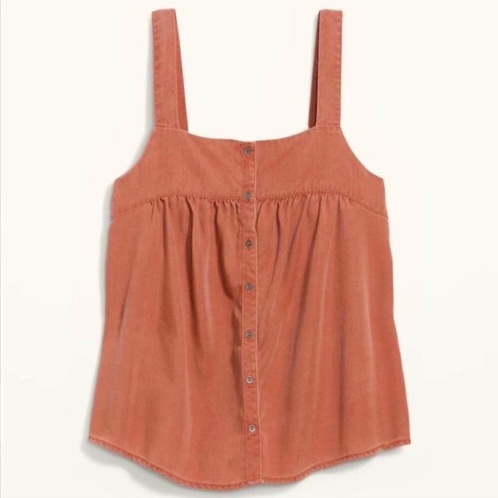 Old Navy Pink Garment Dyed Button Front No Peek Cami Top Size M